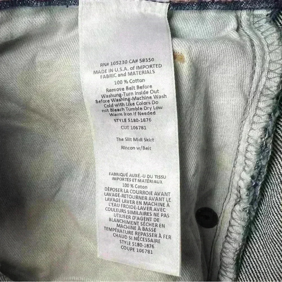 Current/Elliott Women’s The Slit Midi Rincon Skirt with Belt Size 24 - Picture 13 of 14